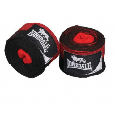 Lonsdale Boksbandage traditional herringbone 3.5M zwart - rood 402036
